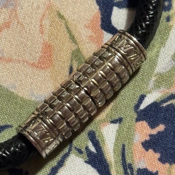 Louvitton leather Bracelet with Silver Accents - Picture 3 of 4